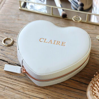 Personalised Initials Heart Travel Jewellery Case, 8 of 11