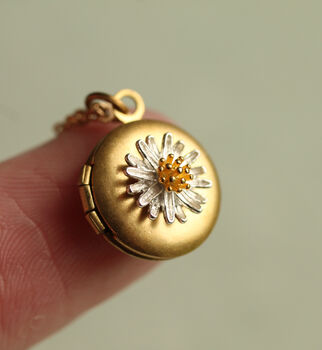 Daisy Flower Personalized Locket With Photos, 3 of 9