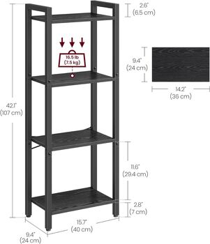 Four Tier Bookshelf Industrial Shelving Unit Bookcase, 2 of 7