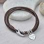 Personalised Sterling Silver And Leather Wrap Bracelet, thumbnail 3 of 8