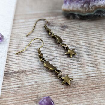 Moon And Star Charm Earrings, 3 of 6