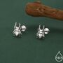 Sterling Silver Stag Beetle 16g Flat Back Stud Earrings, thumbnail 1 of 11