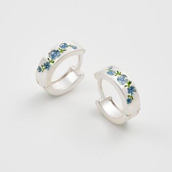 Forget Me Not Mini Hoop Earrings Silver, 2 of 9