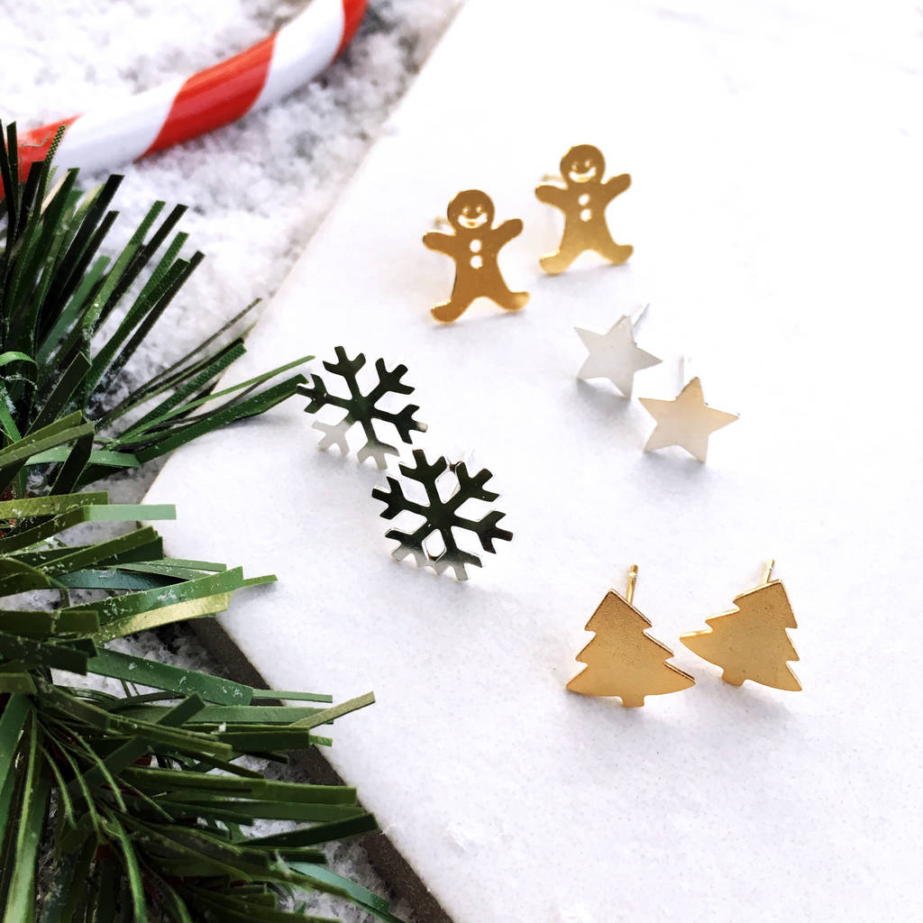 festive christmas stud earrings by eclectic eccentricity  notonthehighstreet.com