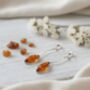 Sterling Silver And Baltic Amber Marquise Drop Earrings, thumbnail 3 of 3