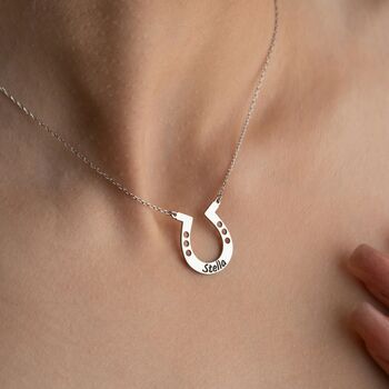 Horseshoe Necklace With Name In Sterling Silver, 4 of 6