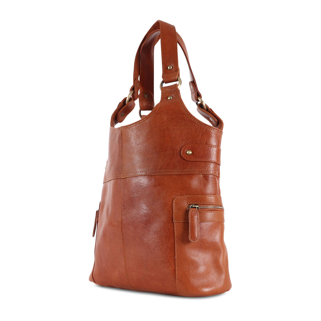 Tia Leather Pocket Shoulder Bag, Tan By The Leather Store ...
