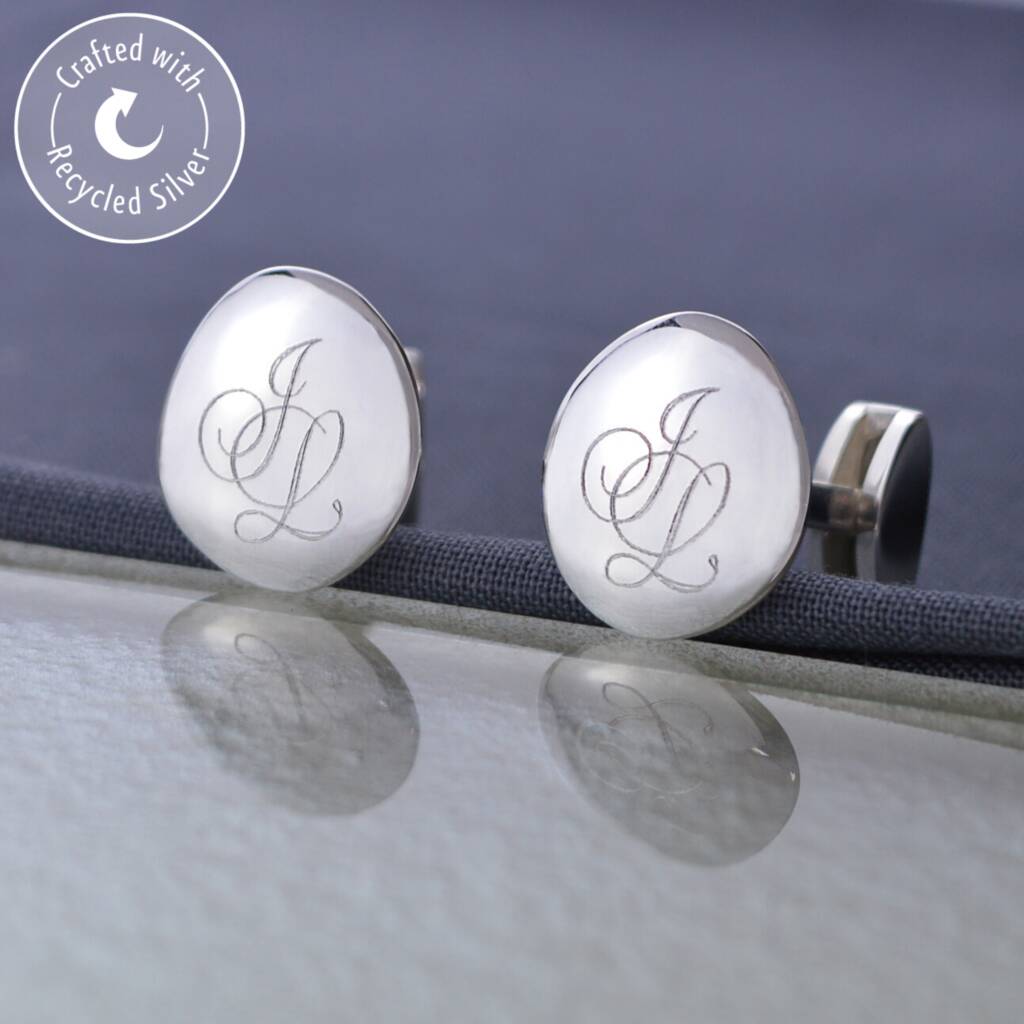 Personalised Sterling Silver Cufflinks With Monogram By Lily Charmed
