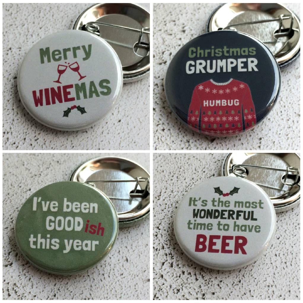 set of 10 fun christmas pin badges by wink design christmas badge