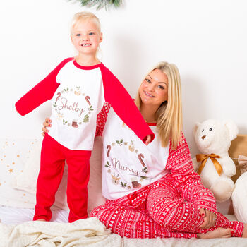 Personalised Matching Christmas Pyjamas Nordic Wreath, 2 of 12