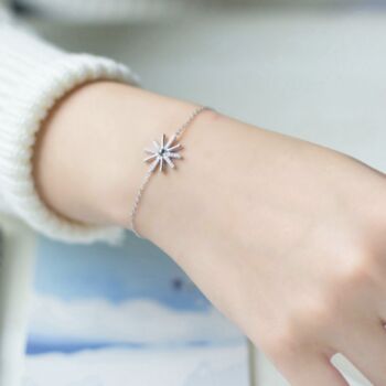 Sterling Silver Sun Burst Charm Bracelet, 2 of 5