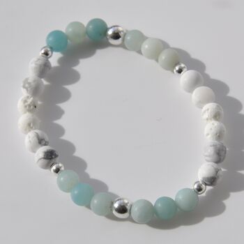 Anxiety Amazonite And White Howlite Crystal Diffuser Bracelet With Essential Oils Gift, 4 of 7