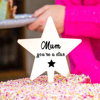 Personalised 'You're A Star' Gold Star Cake Topper, 3 of 8