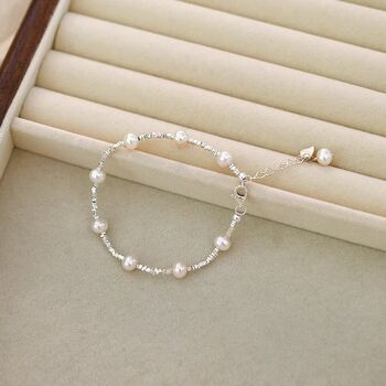 Taina Ivory Silver Pearl Ball Charm Gift Bracelet, 5 of 5