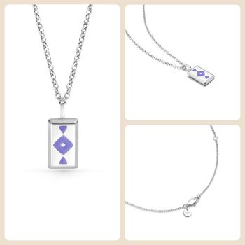 Purple Gaia Blue Violet Glowing Pendant Necklace With Uv Keyring Torch, 9 of 10