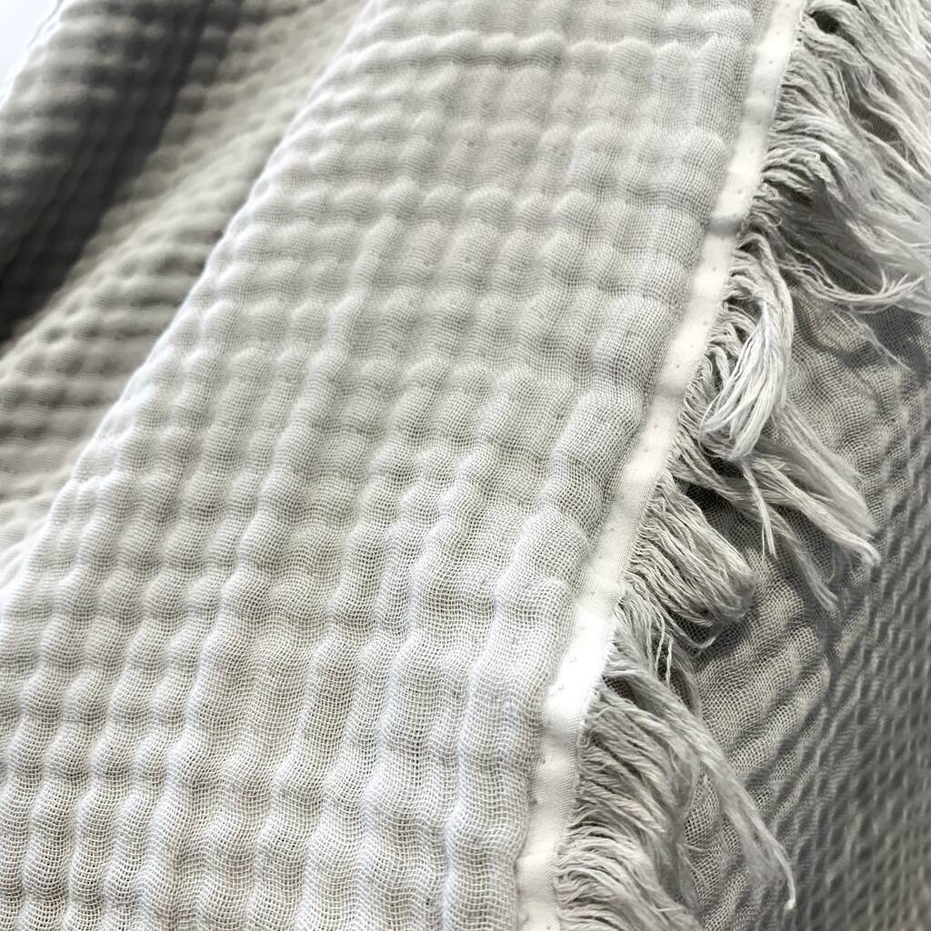 Pale Grey Double Layer Gauze Cotton Muslin Blanket By The Cutlery Commission