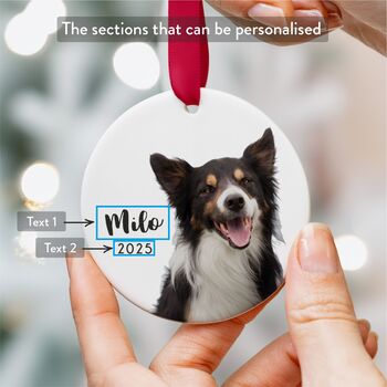 Custom Pet Photo Ornament Name And Year 2025, 2 of 8