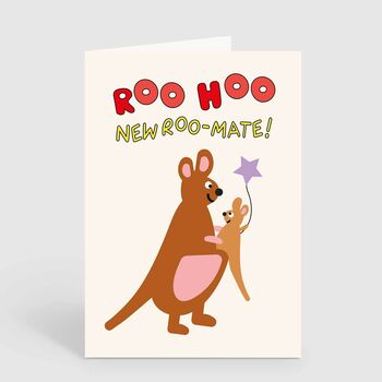 Roo Hoo Funny Kangaroo Pun New Roo Mate Mum Baby Card, 2 of 2
