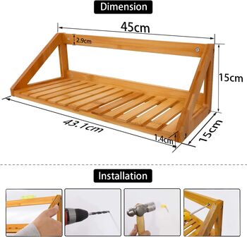 Two Bamboo Wall Shelves Set, 8 of 8