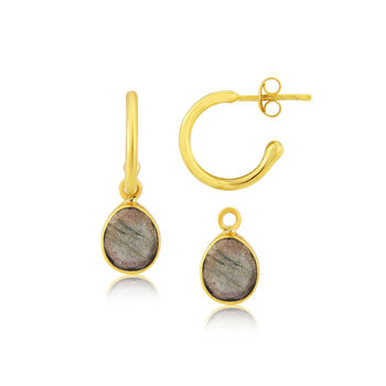 Manhattan Gold Plated And Labradorite Gemstone Earrings, 3 of 4
