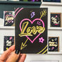 Neon Love Card Valentines Card, thumbnail 1 of 3