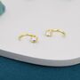 Moonstone Huggie Hoop Earrings, thumbnail 5 of 11