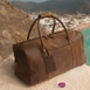 Hunter Leather Travel Duffle Holdall With Personalised Luggage Tag, thumbnail 2 of 9