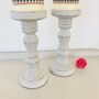 Pair Of Vintage Hand Painted Pillar Candlesticks~ 26, thumbnail 6 of 6