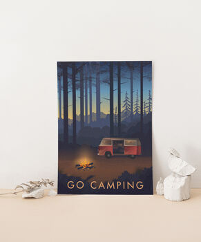 Go Camping Campervan Travel Poster Art Print, 3 of 8