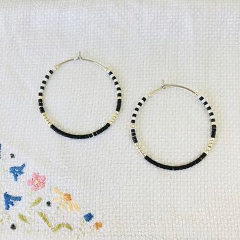 Large Hoop Sterling Silver / Gold Plated Bead Earrings, 8 of 12