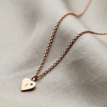 Personalised Mini Heart Initial Birthstone Necklace, 3 of 8
