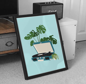 Record Player Houseplant Print | Vinyl Music Poster, 2 of 6