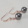 Rose Gold Plated Pearl Fish Hook Earrings, thumbnail 2 of 4