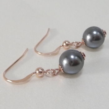 Rose Gold Plated Pearl Fish Hook Earrings, 2 of 4
