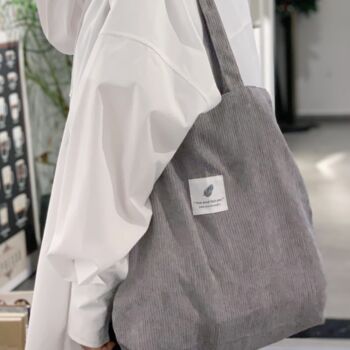 Thin Corduroy Neutral Tote Bags, Large Shopping Bag, 4 of 10