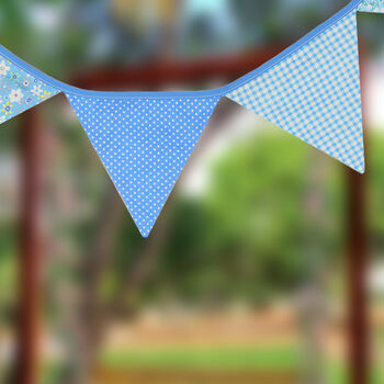 G Decor Blue And White Patterned Cloth Bunting, 2 of 8
