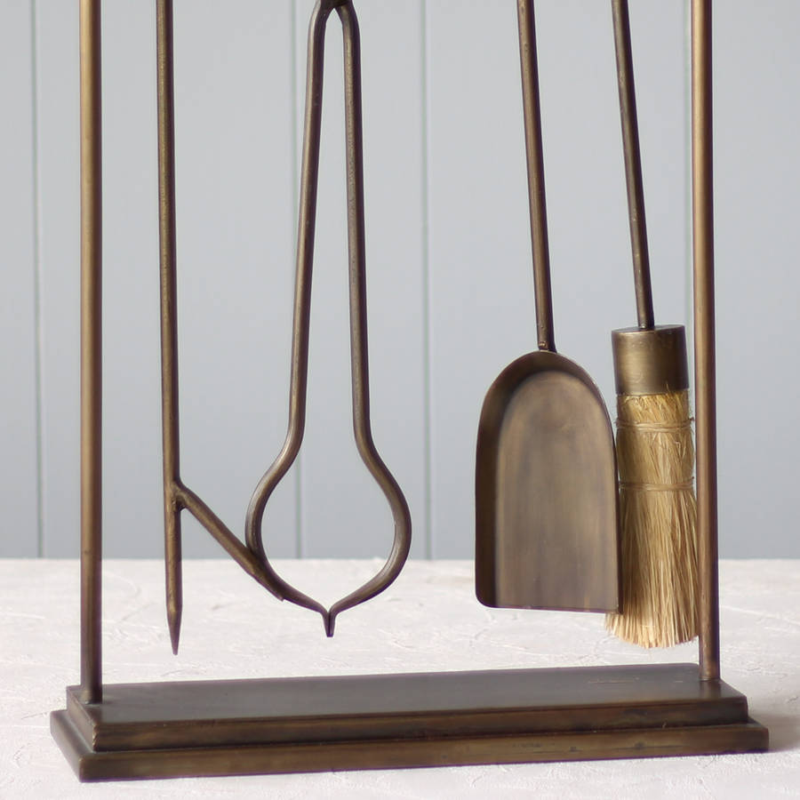 antique brass fire side companion set by dibor