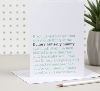 'Fluttery Butterfly Tummy' Good Luck Card, 2 of 4