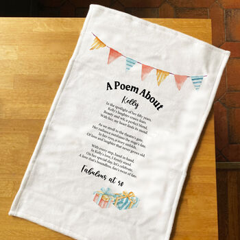 Personalised Poem Tea Towel 50th Birthday Gift, 6 of 10