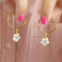 Beaded Daisy Birthstone Hoop Earrings, thumbnail 4 of 12