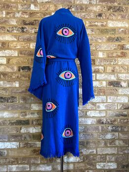 Long Organic Cotton Robe: Emerald Blue Eye, 6 of 6