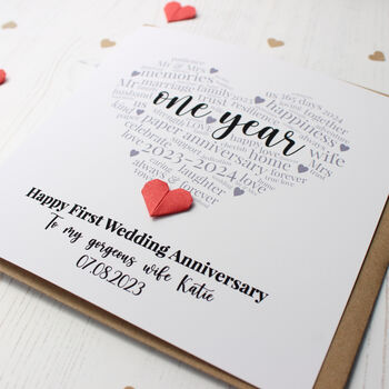 Personalised 1st Paper Anniversary Card For Husband/Wife, 2 of 6