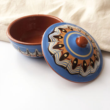 Blue Stoneware Casserole With Lid, 3 of 5