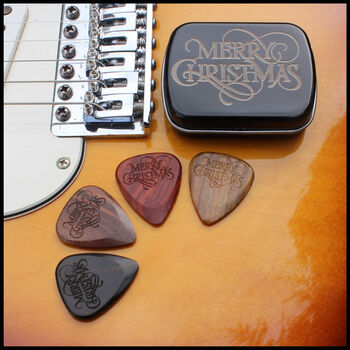 Electric Guitar Tin Of Four Merry Christmas Picks, 3 of 9