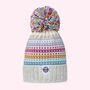 Candy Stripe Nordic Knit Reflective Super Bobble Hat, thumbnail 1 of 4