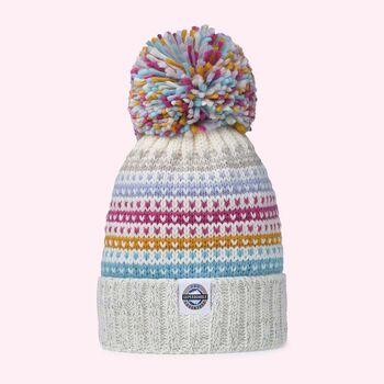 Candy Stripe Nordic Knit Reflective Super Bobble Hat, 2 of 4