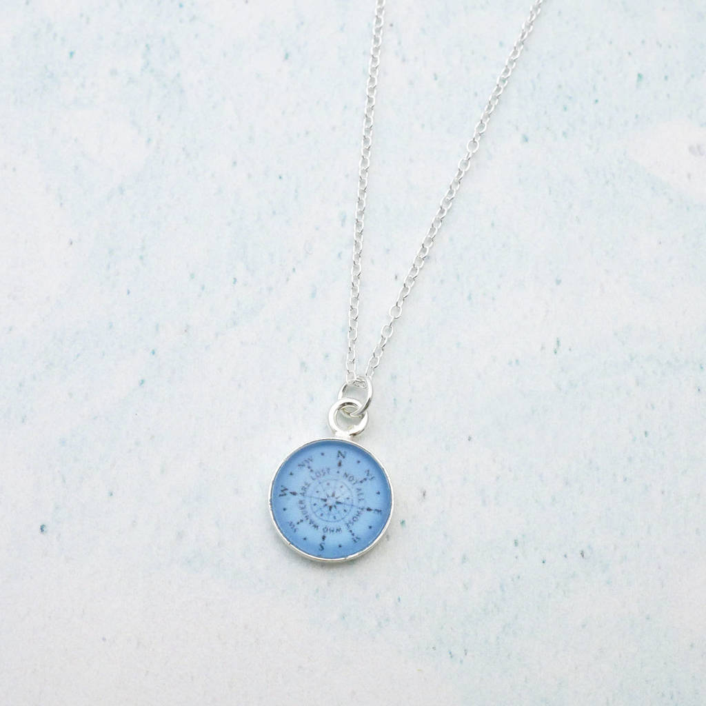 Birthstone Colour Compass Necklace By Cassiopi