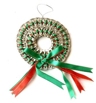Christmas Wreath Decoration Made With Ring Pulls, 3 of 11