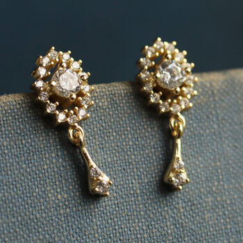 Tudor Jewel Sterling Silver Gold Drop Earrings, 2 of 7