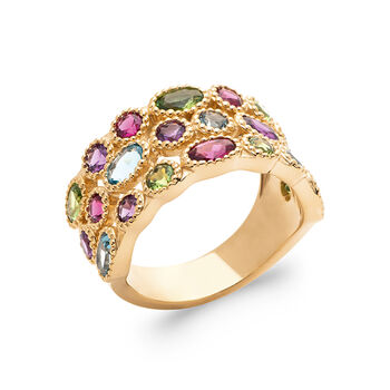 18ct Gold Plated Multi Colour Gemstone Ring, 3 of 6